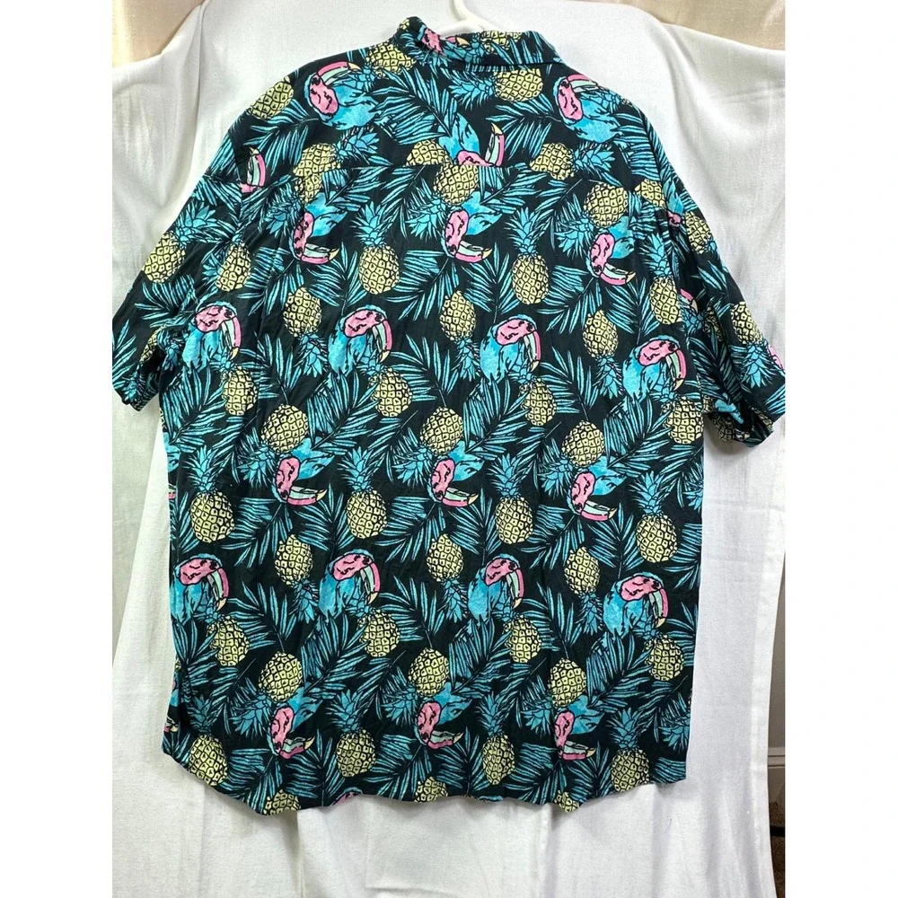 Foundry Shirt Men 4XL XXXXL Tall Green leaf Yellow Pineapple Hawaiian Beach - Picture 3 of 10